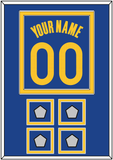 Golden State Name & Number With 4 Finals Patches - Blue Icon - Double Mat 2