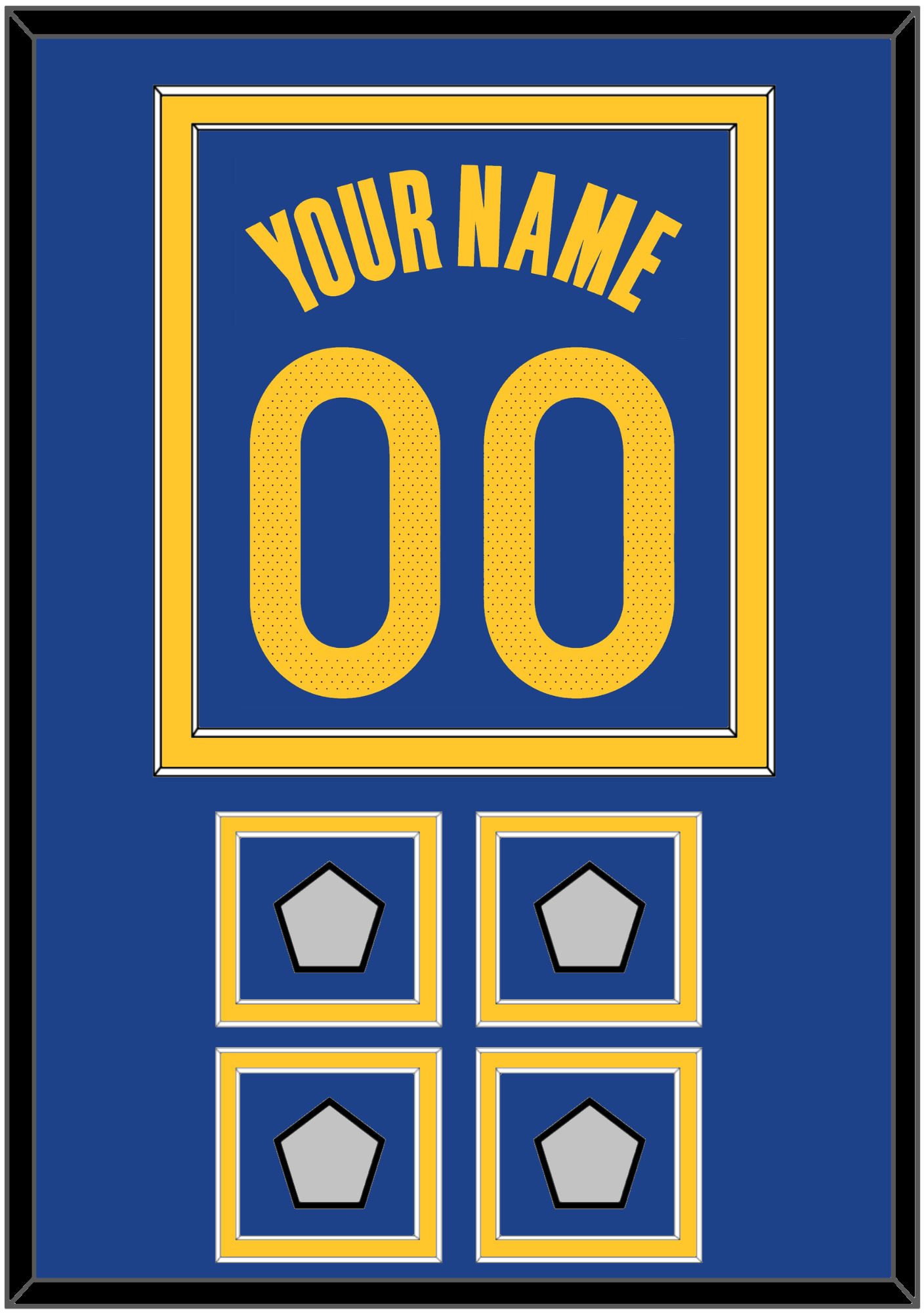 Golden State Name & Number With 4 Champions Patches - Blue Icon - Signature Tier 2