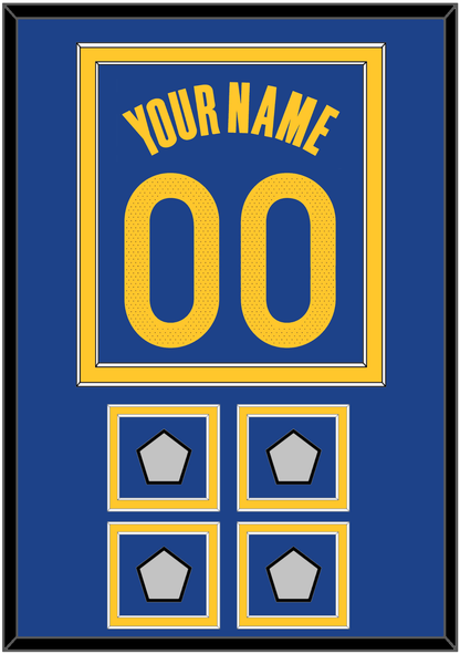 Golden State Name & Number With 4 Champions Patches - Blue Icon - Signature Tier 2