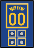 Golden State Name & Number With 4 Champions Patches - Blue Icon - Double Mat 2