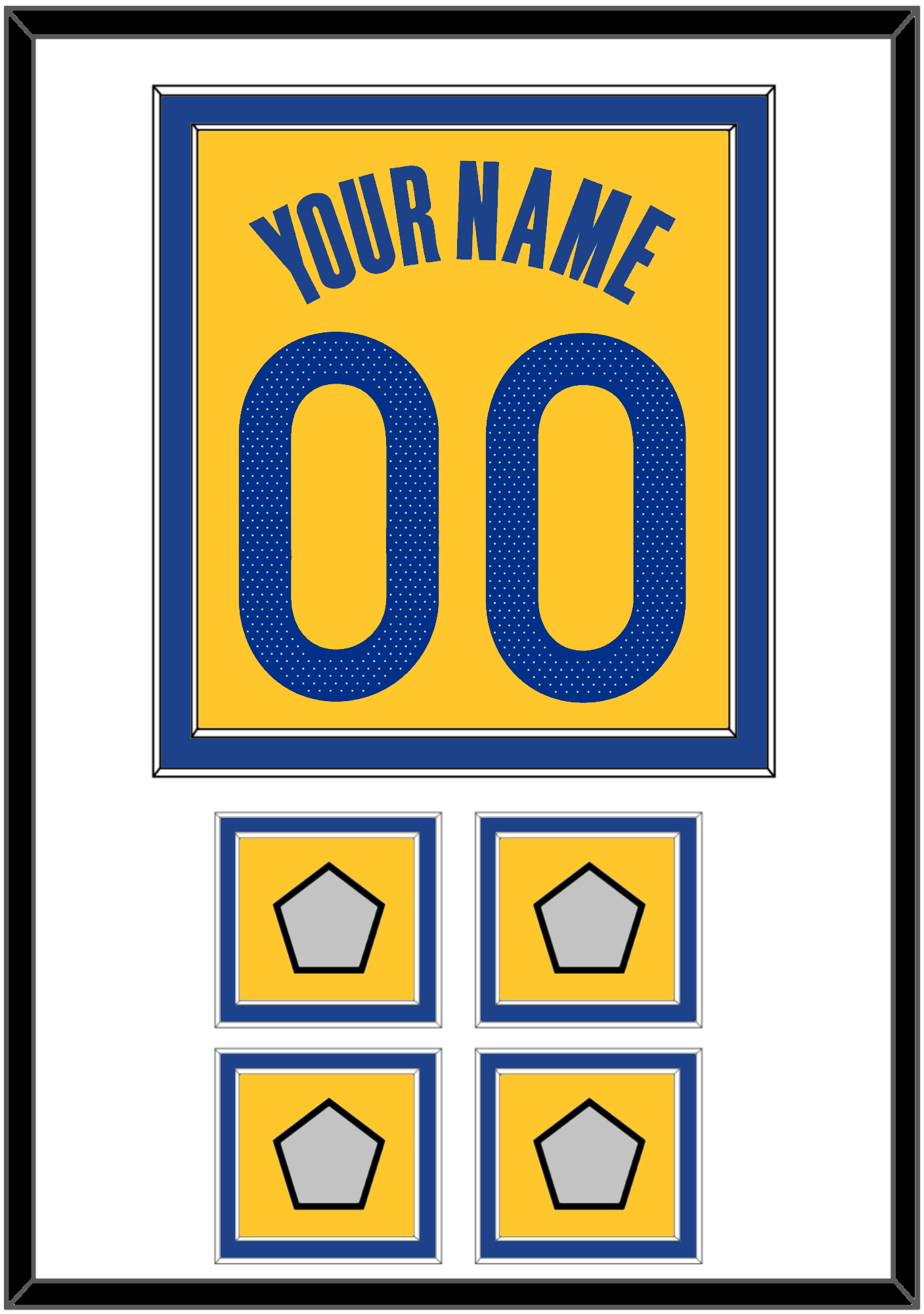 Golden State Name & Number With 4 Champions Patches - Yellow Statement (2019-2022) - Signature Tier 1