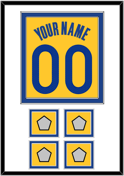 Golden State Name & Number With 4 Champions Patches - Yellow Statement (2019-2022) - Signature Tier 1