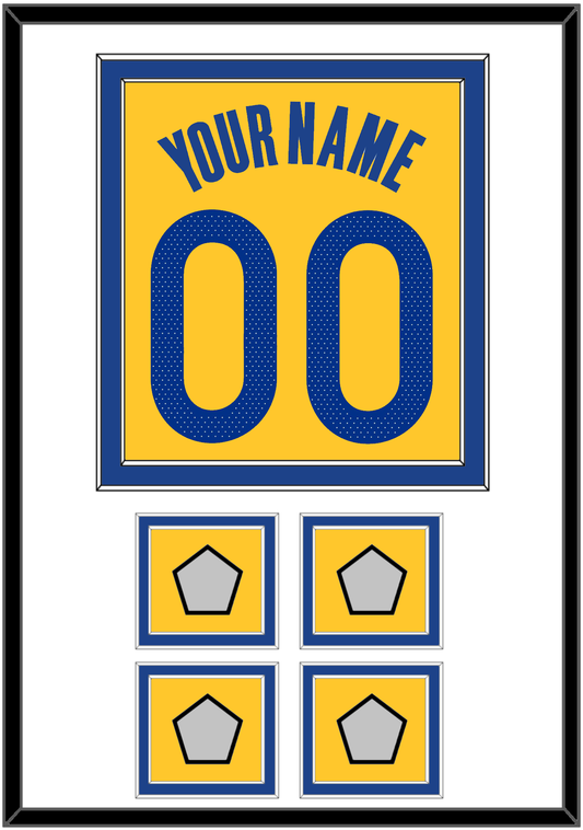 Golden State Name & Number With 4 Champions Patches - Yellow Statement (2019-2022) - Signature Tier 1