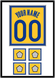 Golden State Name & Number With 4 Champions Patches - Yellow Statement (2019-2022) - Double Mat 1