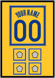Golden State Name & Number With 4 Finals Patches - Yellow Statement (2019-2022) - Double Mat 2