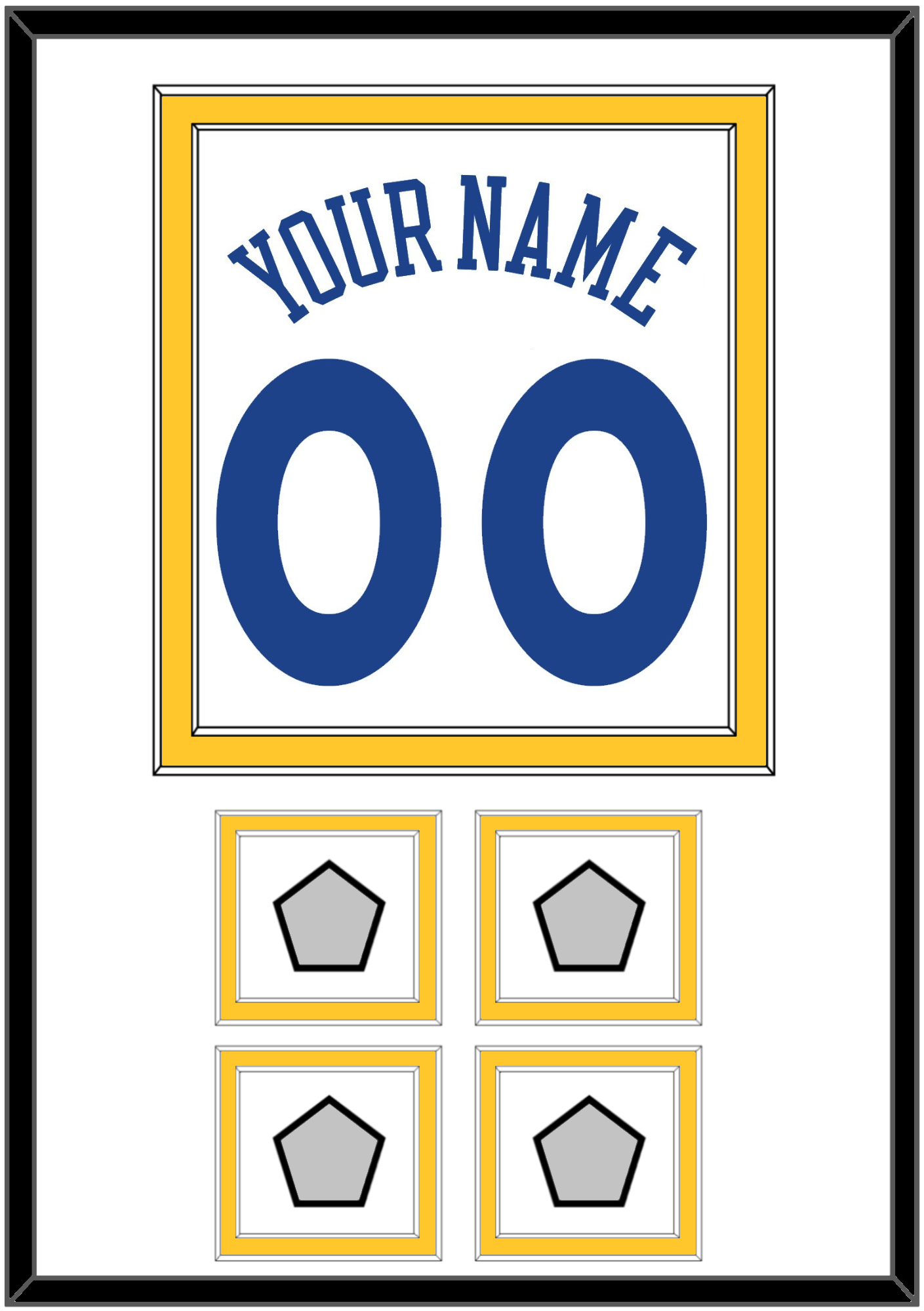 Golden State Name & Number With 4 Champions Patches - Home White (2010-2019) - Signature Tier 1