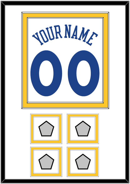 Golden State Name & Number With 4 Champions Patches - Home White (2010-2019) - Signature Tier 1