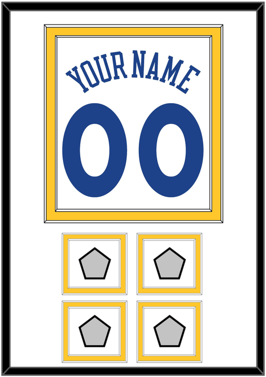 Golden State Name & Number With 4 Champions Patches - Home White (2010-2019) - Signature Tier 1