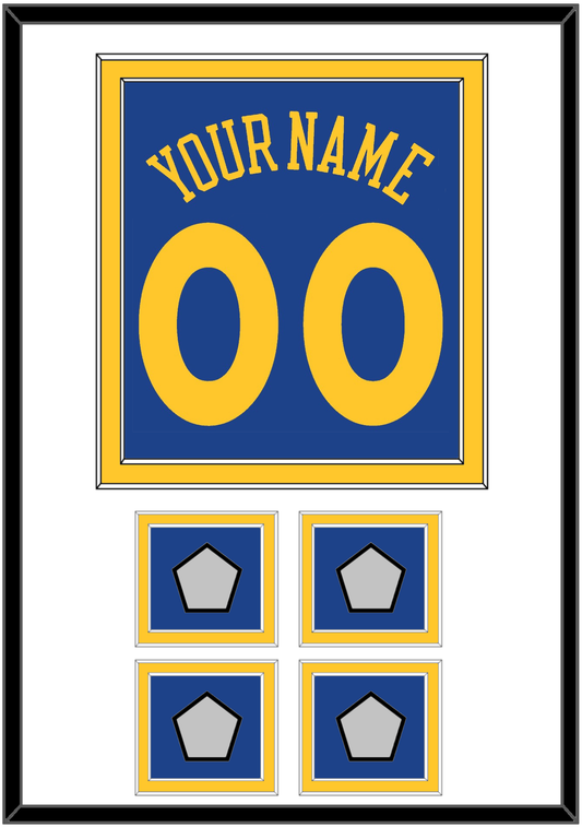 Golden State Name & Number With 4 Champions Patches - Road Blue (2010-2019) - Signature Tier 1