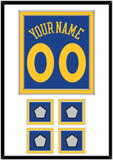 Golden State Name & Number With 4 Finals Patches - Road Blue (2010-2019) - Double Mat 1
