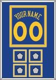 Golden State Name & Number With 4 Finals Patches - Road Blue (2010-2019) - Double Mat 2