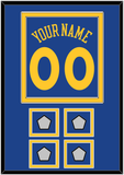 Golden State Name & Number With 4 Champions Patches - Road Blue (2010-2019) - Double Mat 2