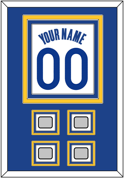 Golden State Name & Number With 4 Champions Patches - White Association - Premier Tier 2
