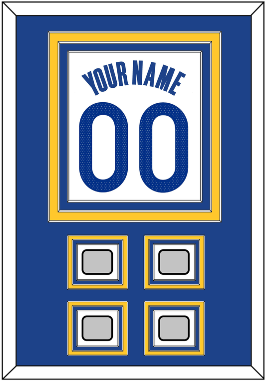 Golden State Name & Number With 4 Finals Patches - White Association - Premier Tier 2