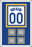 Golden State Name & Number With 4 Champions Patches - White Association - Triple Mat 2