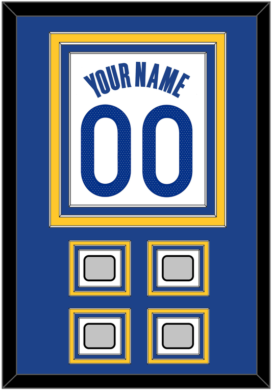 Golden State Name & Number With 4 Champions Patches - White Association - Premier Tier 2