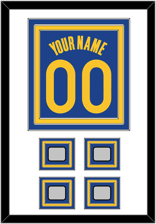 Golden State Name & Number With 4 Champions Patches - Blue Icon - Premier Tier 1