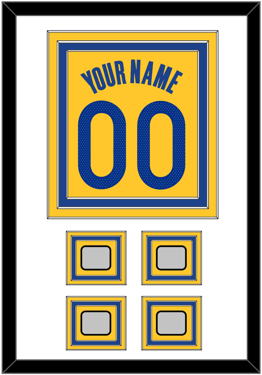 Golden State Name & Number With 4 Champions Patches - Yellow Statement (2019-2022) - Premier Tier 1