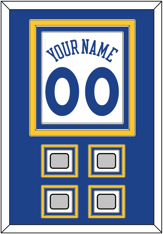 Golden State Name & Number With 4 Champions Patches - Home White (2010-2019) - Premier Tier 2