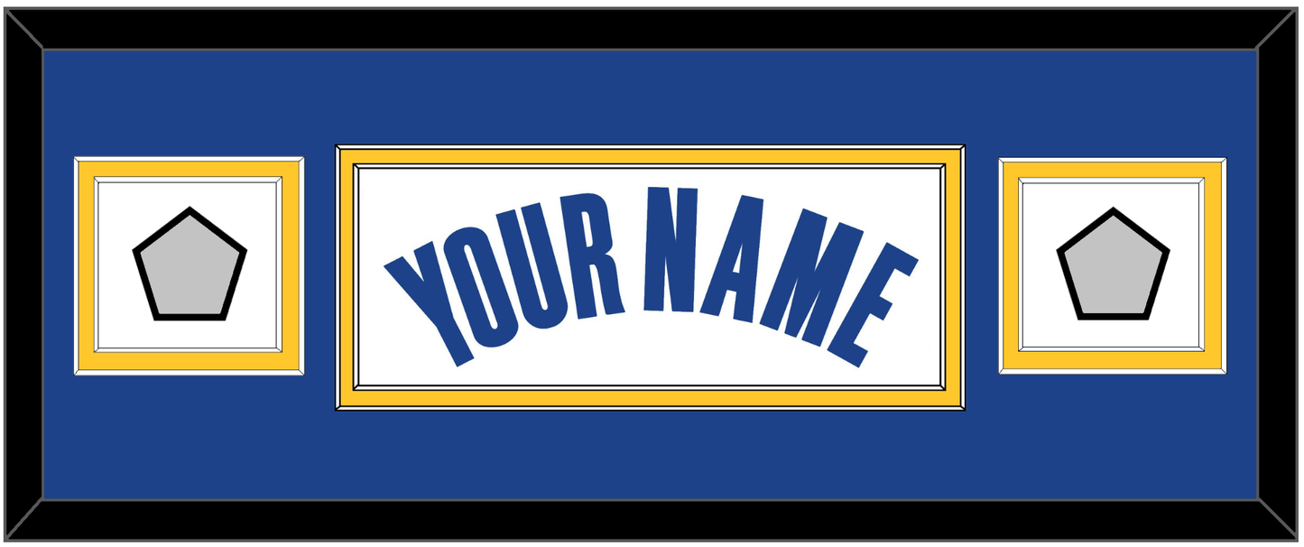 Golden State Name & 2 Finals Patches - White Association - Signature Tier 4