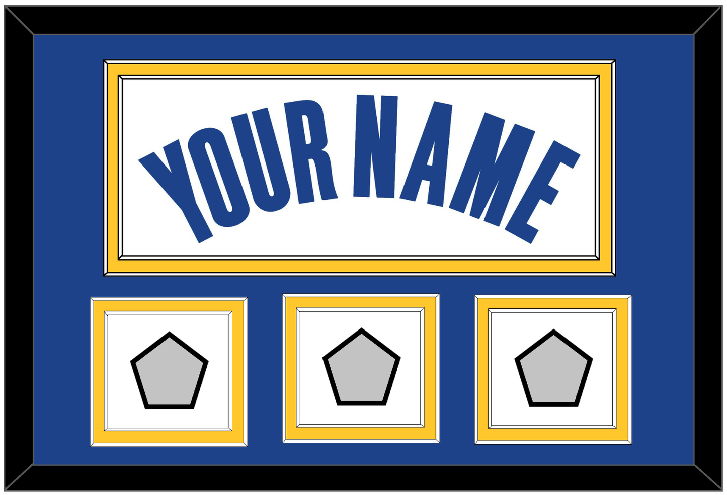 Golden State Name & 3 Finals Patches - White Association - Signature Tier 2