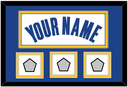 Golden State Name & 3 Finals Patches - White Association - Signature Tier 2
