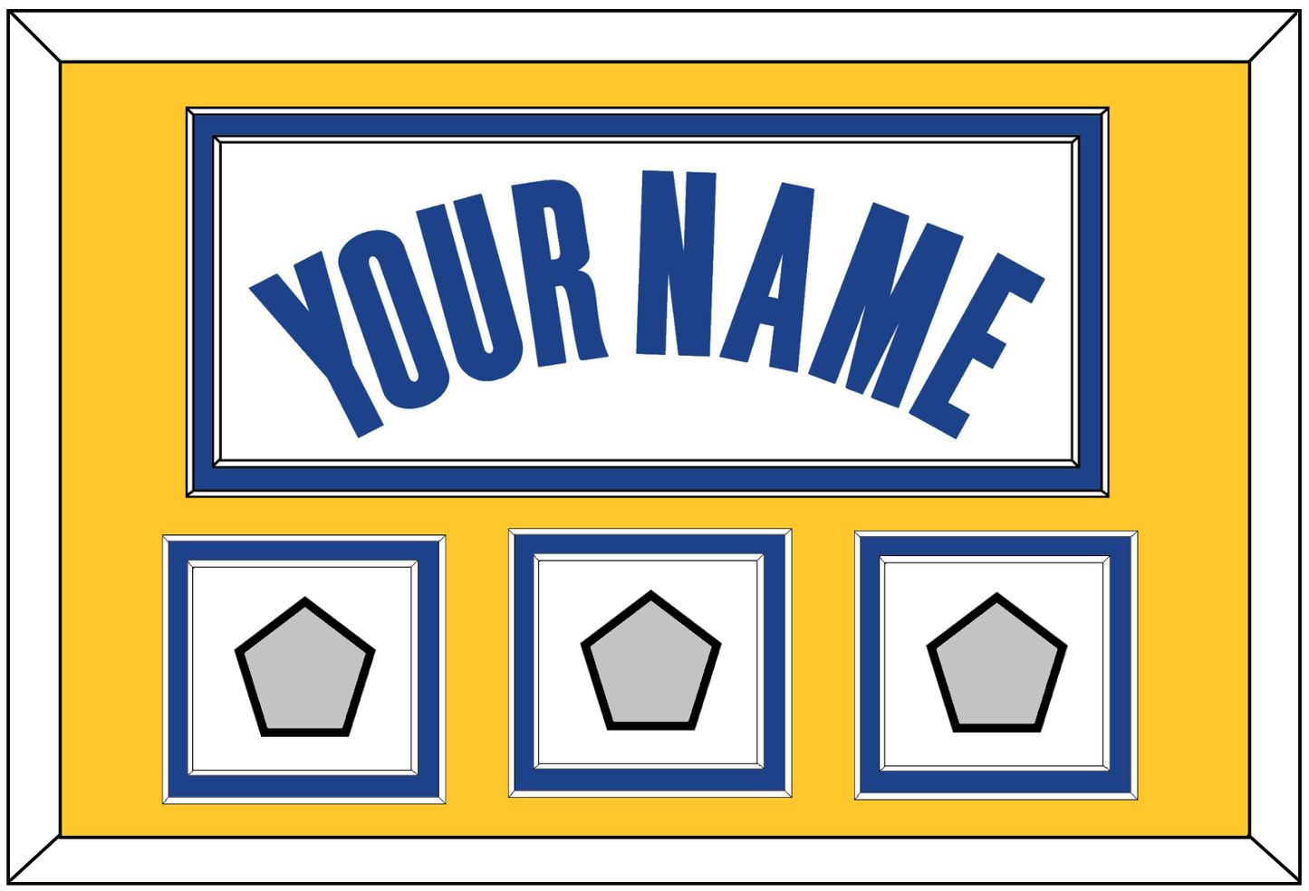 Golden State Name & 3 Finals Patches - White Association - Signature Tier 3