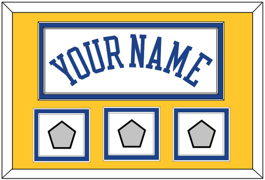 Golden State Name & 3 Champions Patches - Home White (2010-2019) - Signature Tier 3