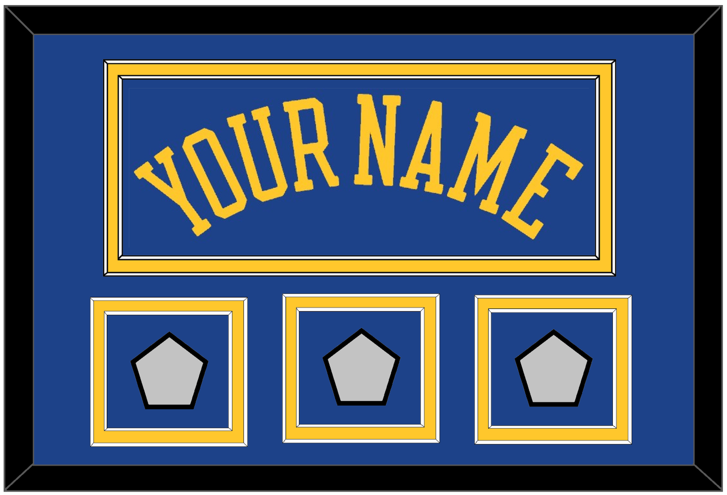 Golden State Name & 3 Finals Patches - Road Blue (2010-2019) - Signature Tier 2