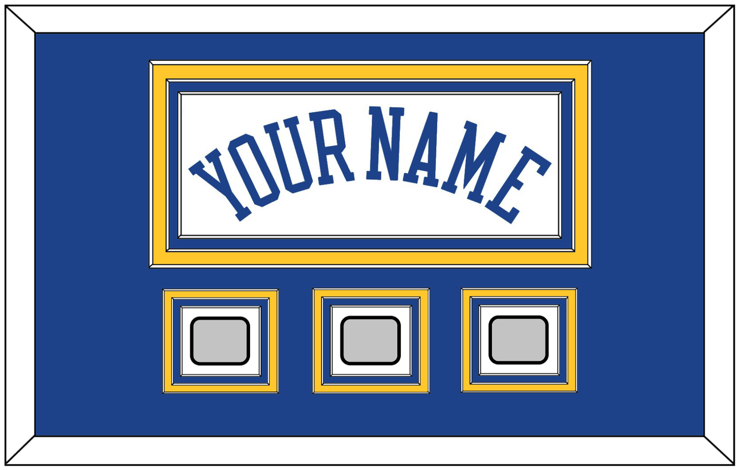 Golden State Name & 3 Champions Patches - Home White (2010-2019) - Premier Tier 2