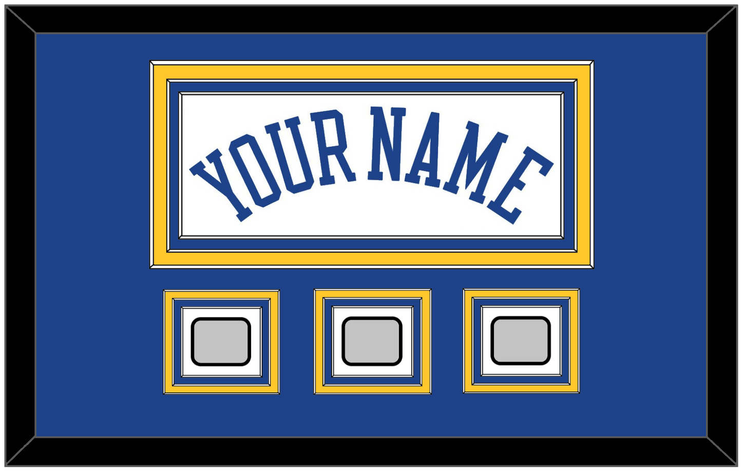 Golden State Name & 3 Champions Patches - Home White (2010-2019) - Premier Tier 2