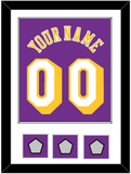 Los Angeles Name & Number With 3 Trophy Patches - Road Purple (1978-1997) - Single Mat 1