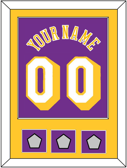 Los Angeles Name & Number With 3 Champions Patches - Road Purple (1978-1997) - Essential Tier 2