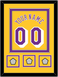 Los Angeles Name & Number With 3 Trophy Patches - Home Yellow (1978-1997) - Double Mat 2