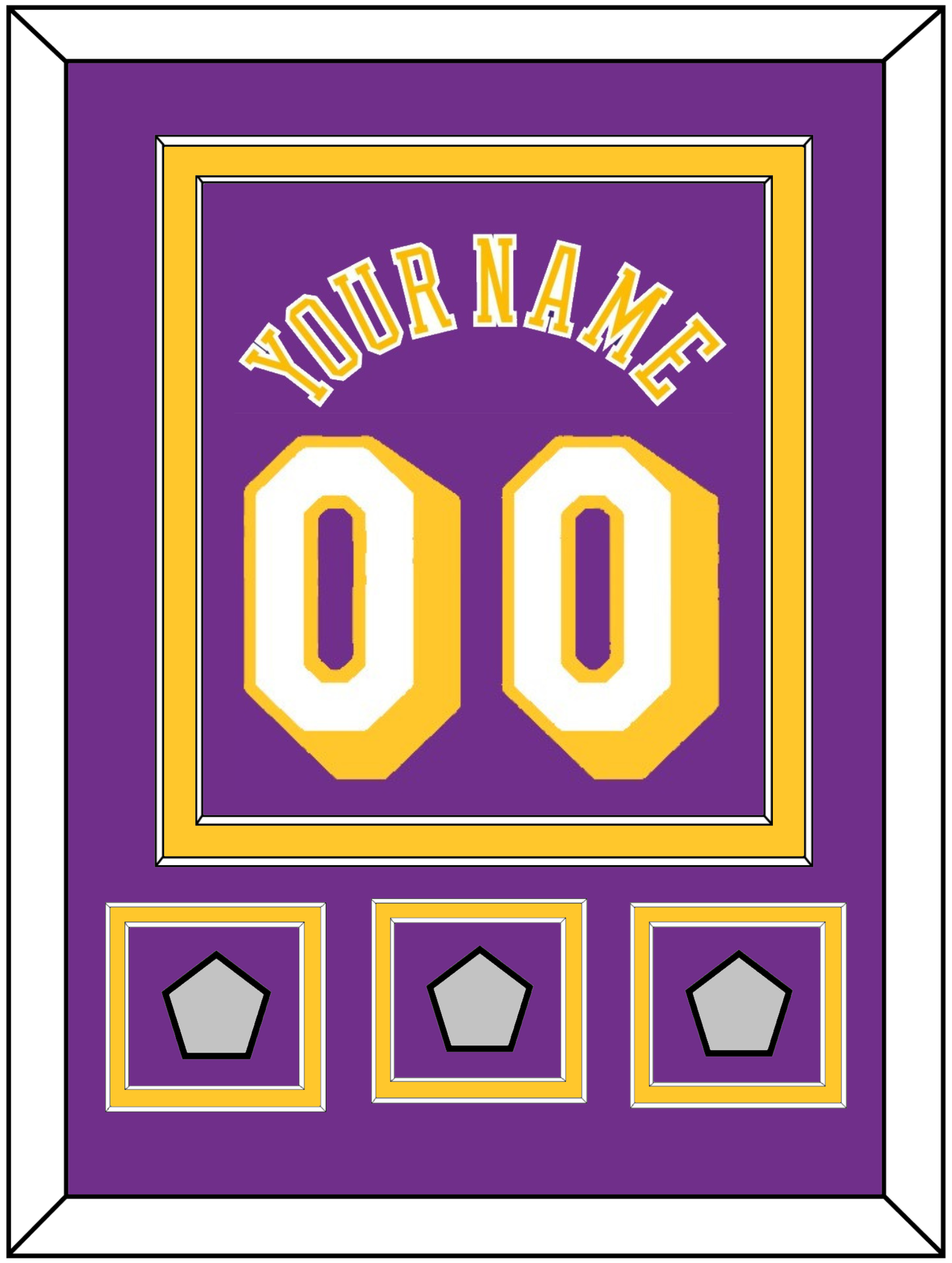Los Angeles Name & Number With 3 Trophy Patches - Road Purple (1978-1997) - Signature Tier 2