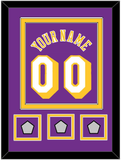 Los Angeles Name & Number With 3 Champions Patches - Road Purple (1978-1997) - Double Mat 2