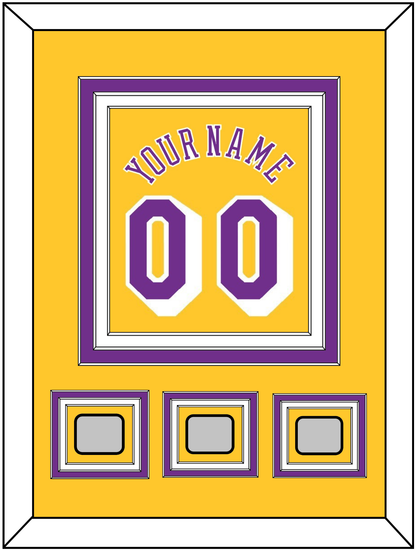 Los Angeles Name & Number With 3 Trophy Patches - Home Yellow (1978-1997) - Premier Tier 2