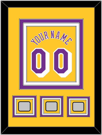 Los Angeles Name & Number With 3 Trophy Patches - Home Yellow (1978-1997) - Premier Tier 2