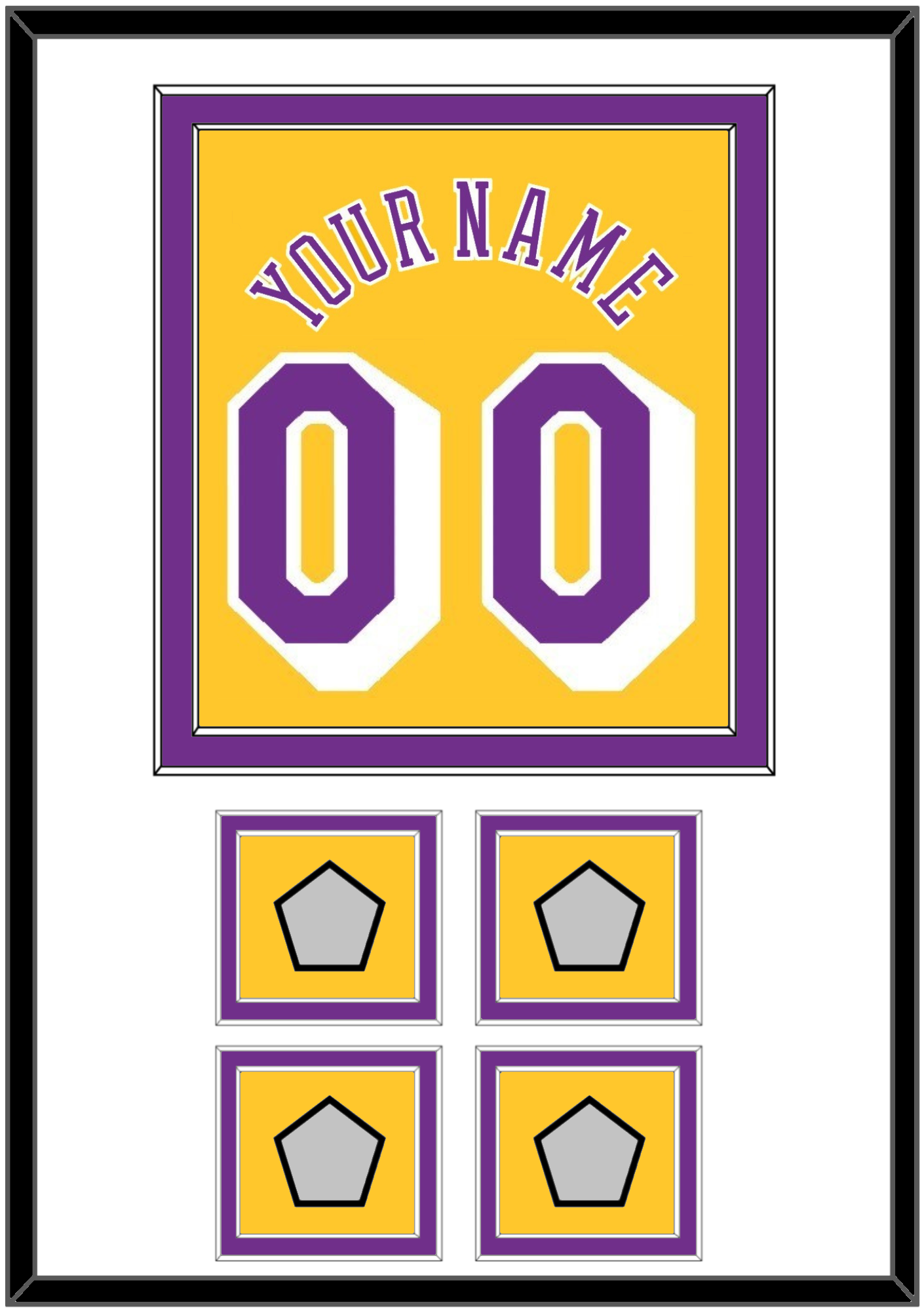 Los Angeles Name & Number With 4 Trophy Patches - Home Yellow (1978-1997) - Signature Tier 1