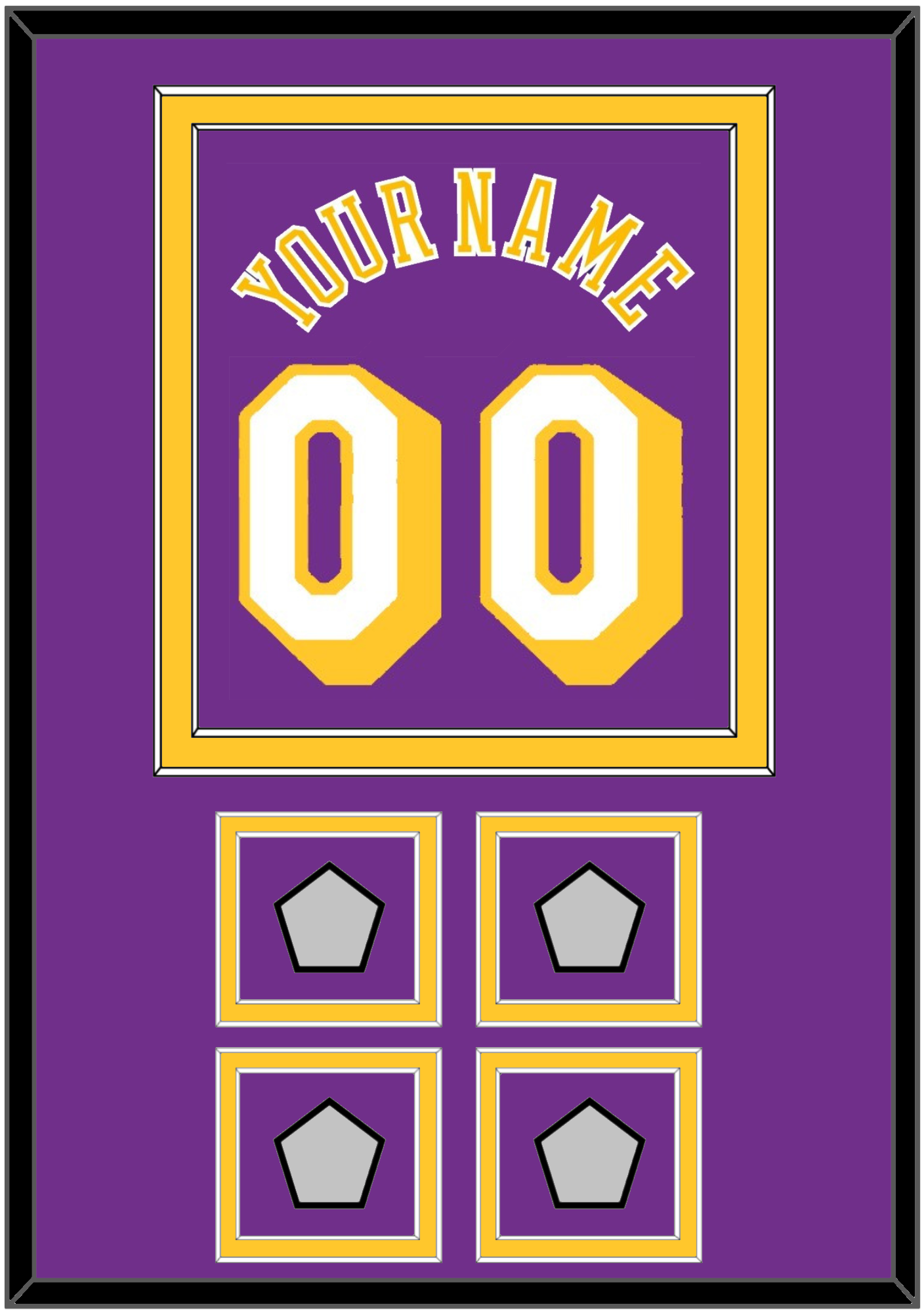 Los Angeles Name & Number With 4 Trophy Patches - Road Purple (1978-1997) - Signature Tier 2
