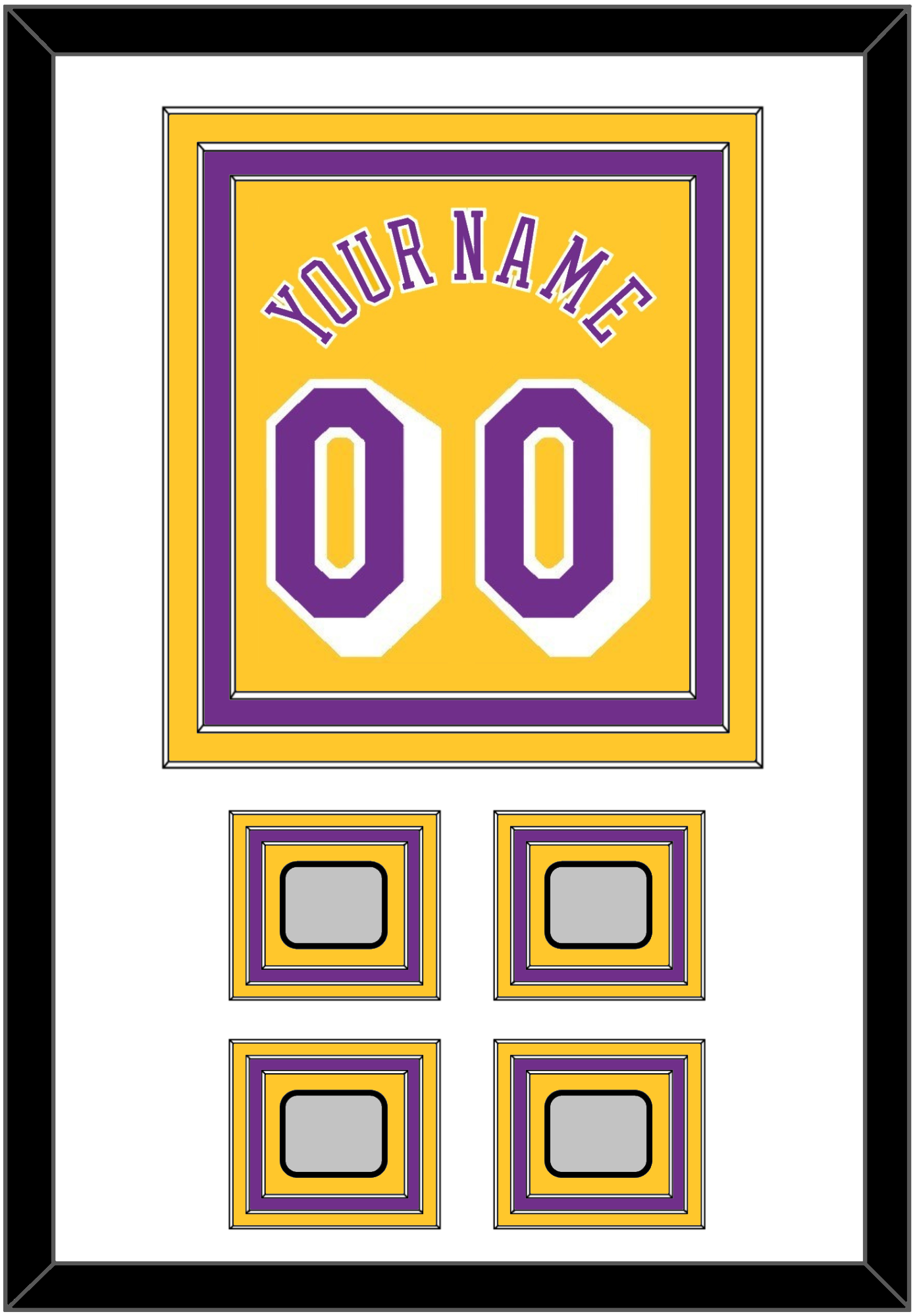 Los Angeles Name & Number With 4 Trophy Patches - Home Yellow (1978-1997) - Premier Tier 1