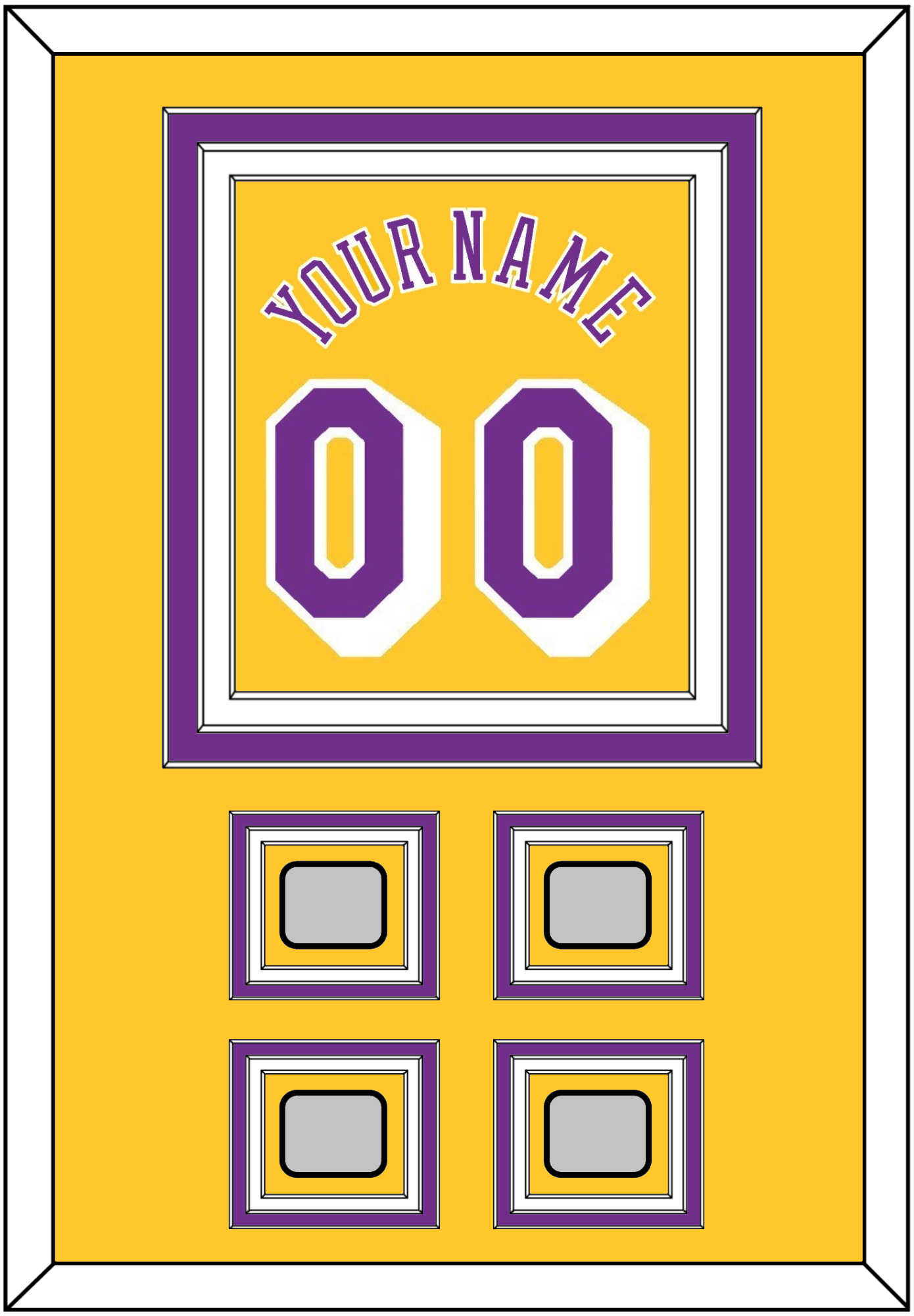 Los Angeles Name & Number With 4 Trophy Patches - Home Yellow (1978-1997) - Premier Tier 2