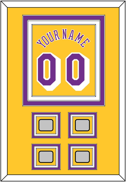 Los Angeles Name & Number With 4 Trophy Patches - Home Yellow (1978-1997) - Premier Tier 2