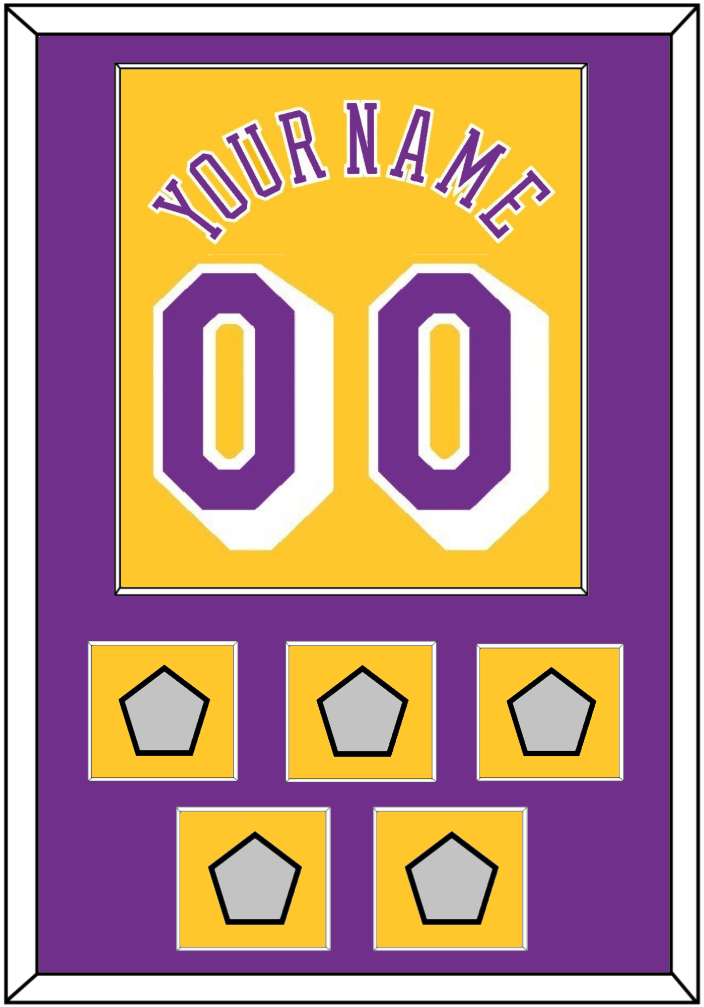 Los Angeles Name & Number With 5 Trophy Patches - Home Yellow (1978-1997) - Essential Tier 2