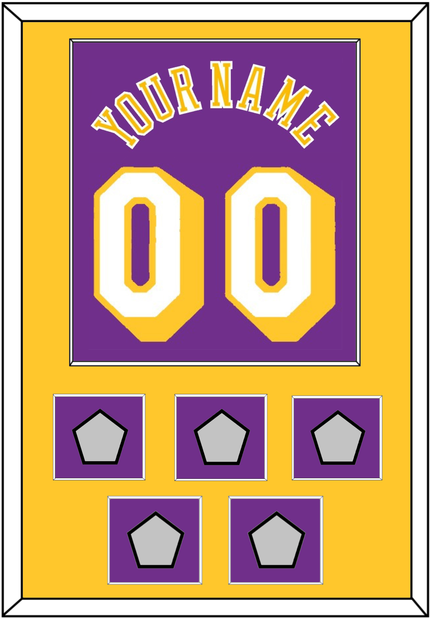 Los Angeles Name & Number With 5 Trophy Patches - Road Purple (1978-1997) - Essential Tier 2