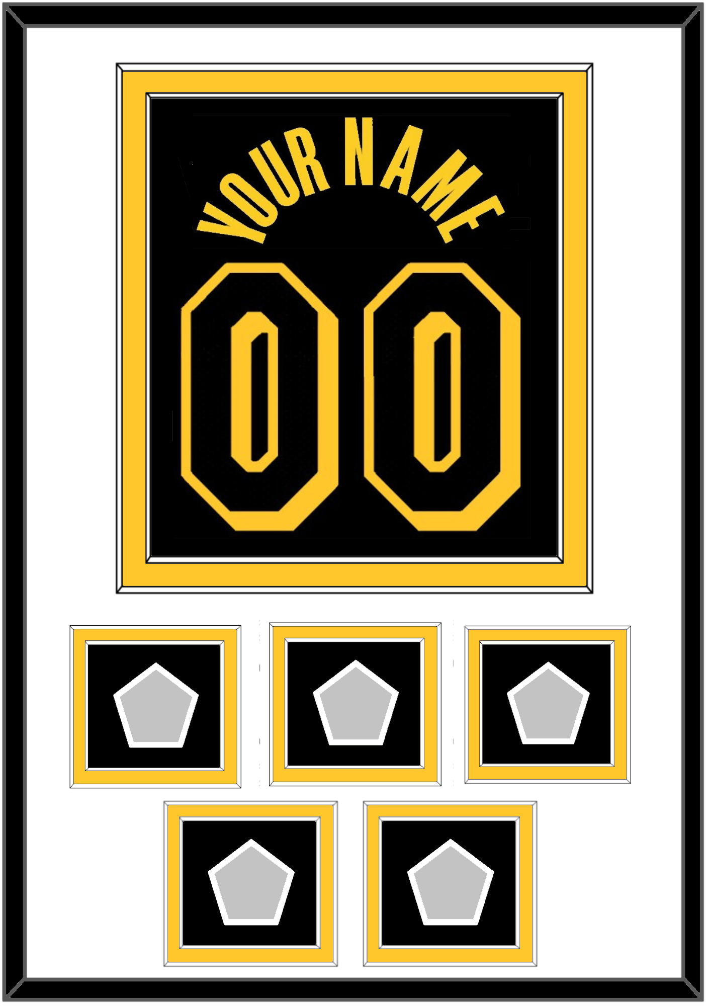Los Angeles Name & Number With 5 Trophy Patches - Black Mamba (2017-2018, 2020) - Signature Tier 1