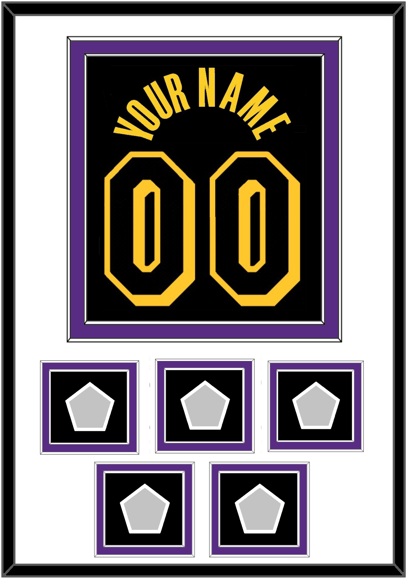 Los Angeles Name & Number With 5 Trophy Patches - Black Mamba (2017-2018, 2020) - Signature Tier 2