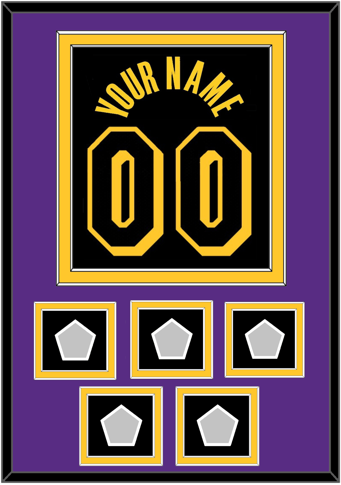 Los Angeles Name & Number With 5 Trophy Patches - Black Mamba (2017-2018, 2020) - Signature Tier 4