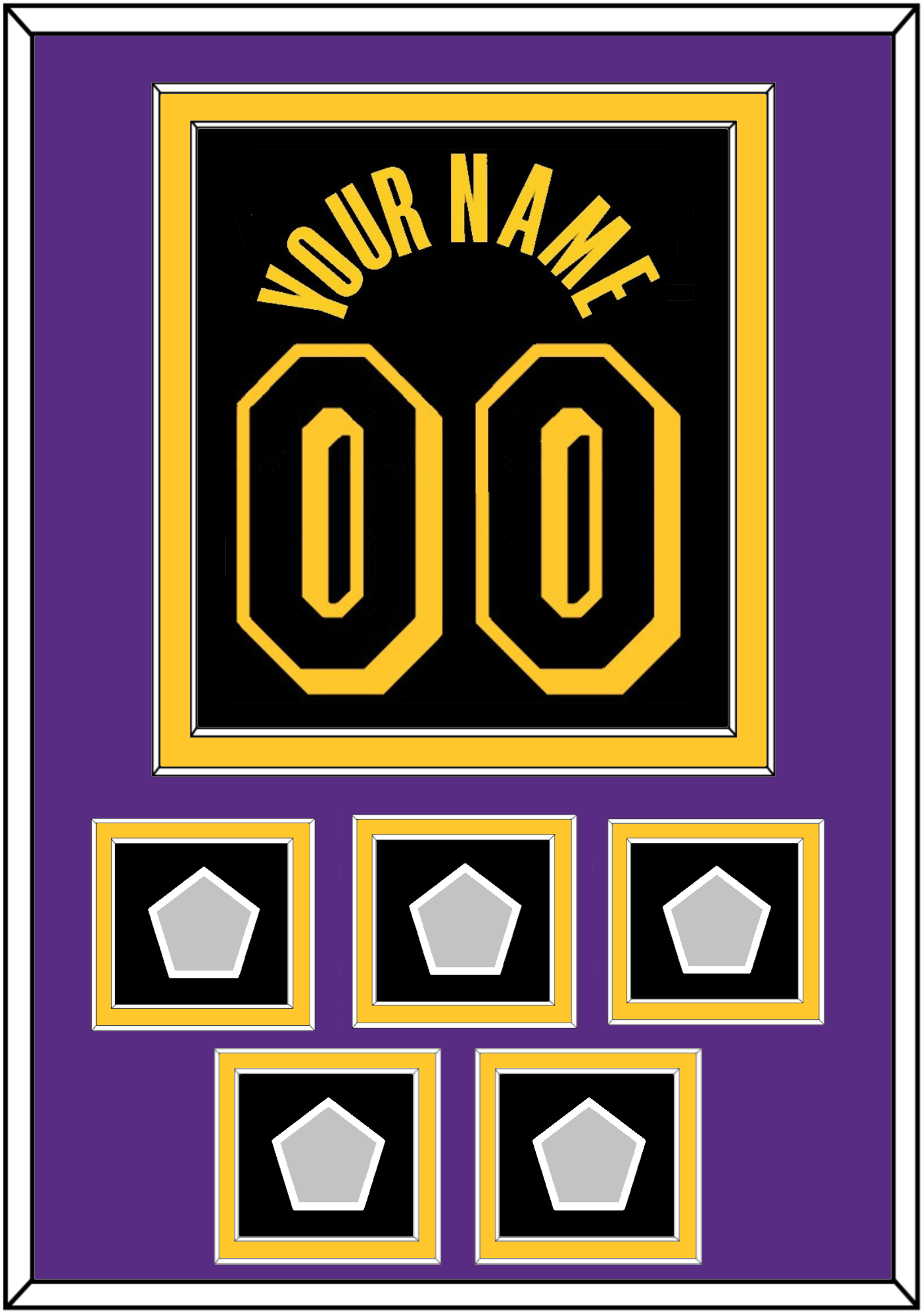 Los Angeles Name & Number With 5 Trophy Patches - Black Mamba (2017-2018, 2020) - Signature Tier 4