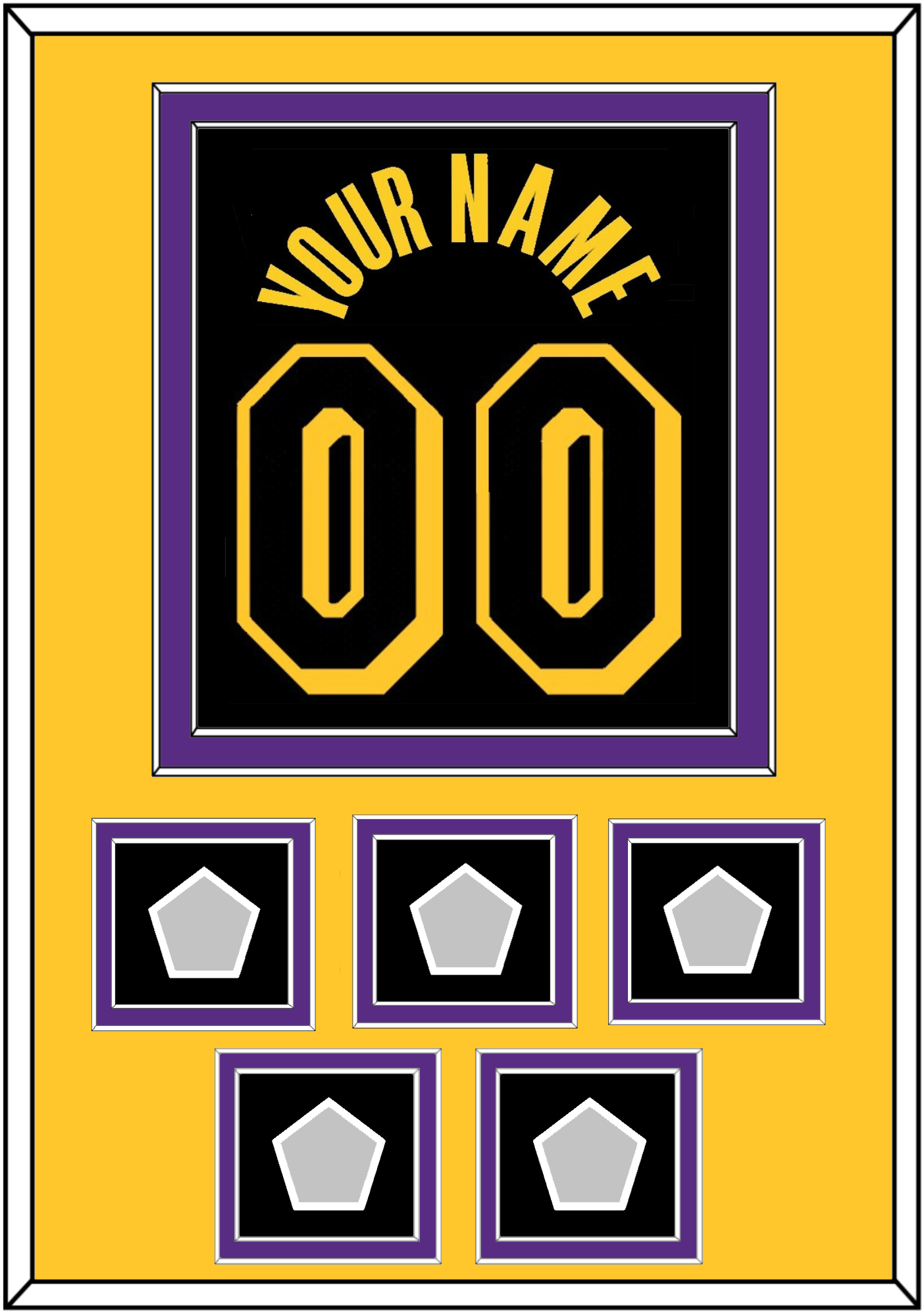Los Angeles Name & Number With 5 Trophy Patches - Black Mamba (2017-2018, 2020) - Signature Tier 5